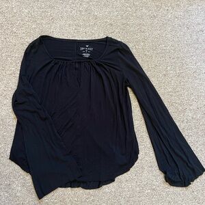 American Eagle Outfitters Black Relaxed Long Sleeve Blouse